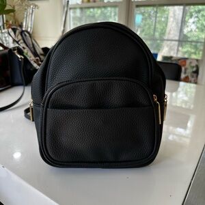 Matte Black Small Backpack Purse